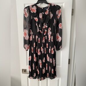 Tommy Hilfiger Black and Pink Floral Long Sleeve Dress